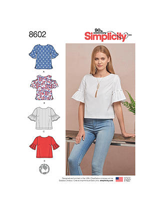 Simplicity Women's Flare Sleeve Pullover Top Sewing Pattern, 8602, R5
