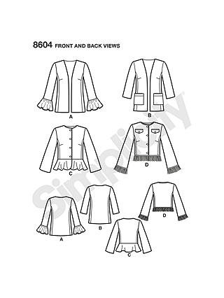 Simplicity Women's Petite Lined Jacket Sewing Pattern, 8604, H5