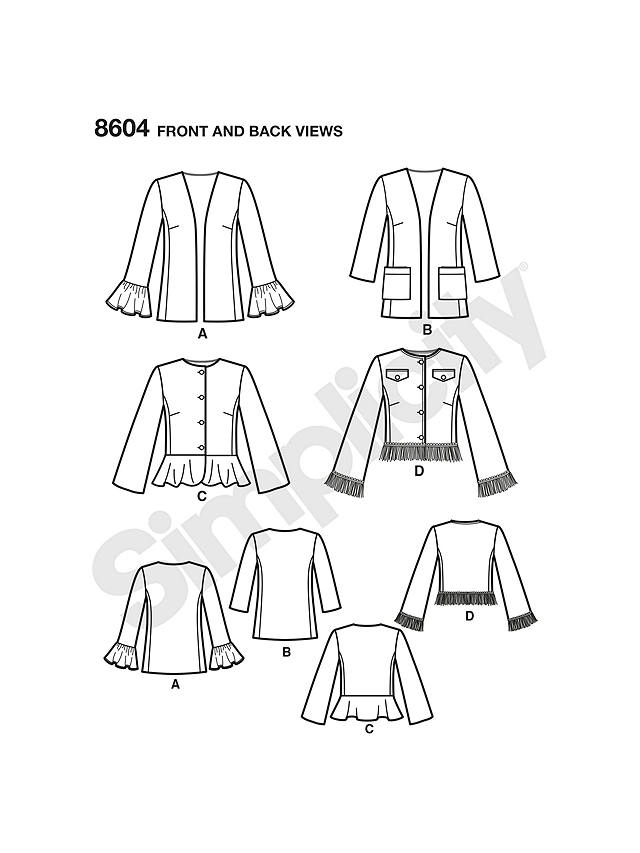 Simplicity Women's Petite Lined Jacket Sewing Pattern, 8604, H5
