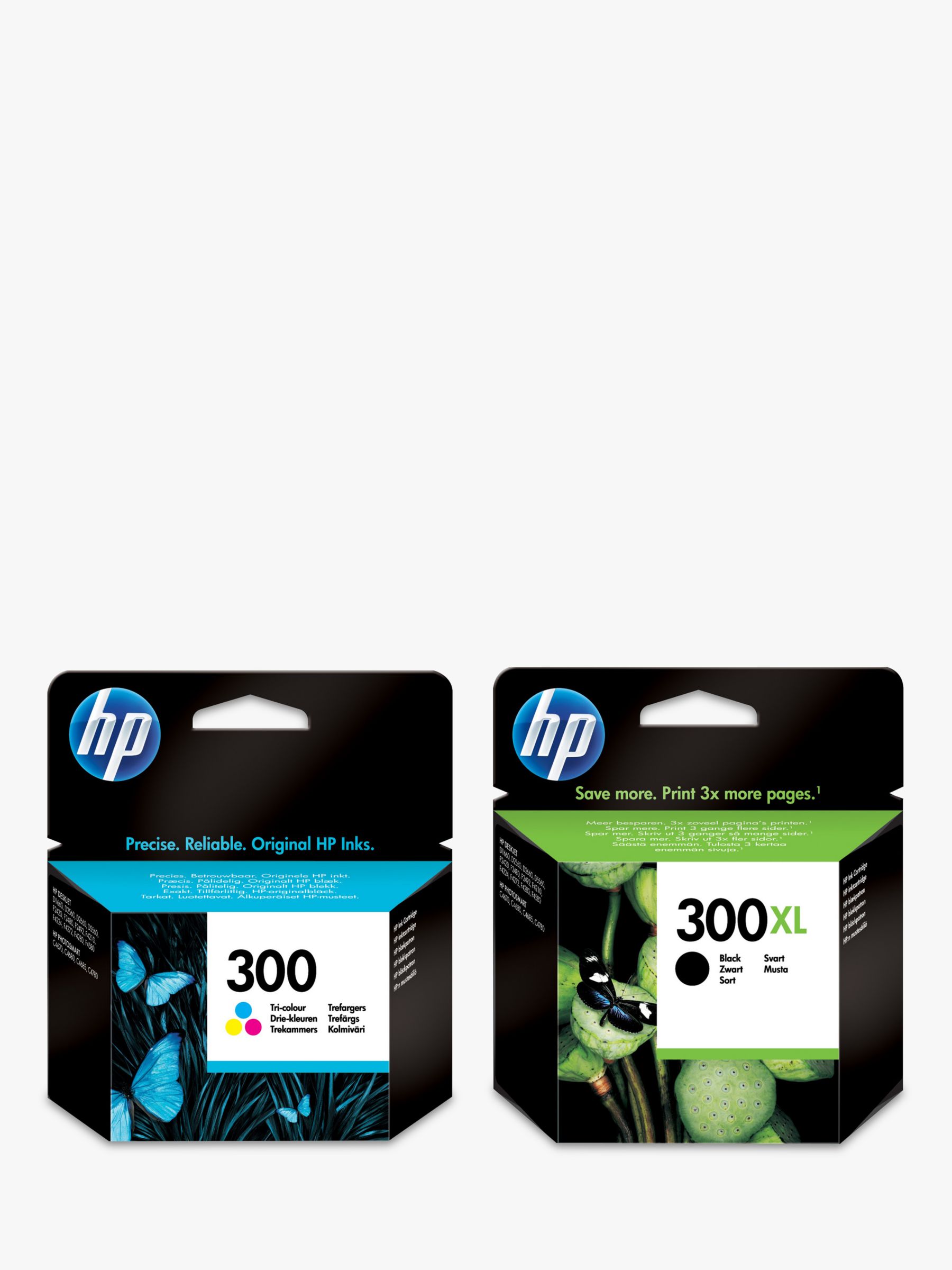 HP 300XL Ink Cartridge, Black & 300 Ink Cartridge, Tri-Colour Multipack, Pack Of 2