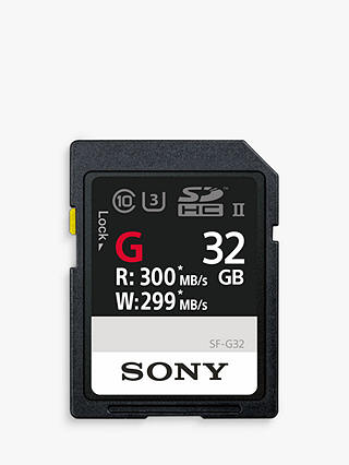 Sony SF32G Performance Class 10 UHS-II U3 SDXC Memory Card, 32GB, 299MB/s
