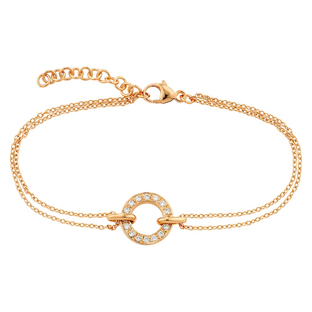 London Road 9ct Gold Diamond Circle Charm Meridian Bracelet, Rose Gold ...