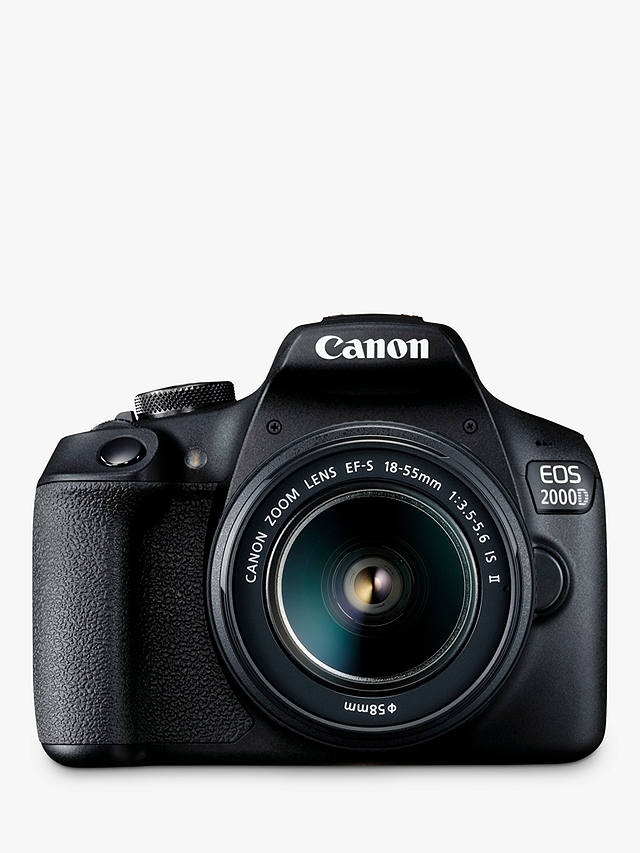 Canon EOS 2000D Digital SLR Camera with 18-55mm IS II Lens, 1080p Full HD, 24.1MP, Wi-Fi, NFC, Optical Viewfinder, 3" LCD Screen, Black