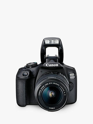 Canon EOS 2000D Digital SLR Camera with 18-55mm IS II Lens, 1080p Full HD, 24.1MP, Wi-Fi, NFC, Optical Viewfinder, 3" LCD Screen, Black
