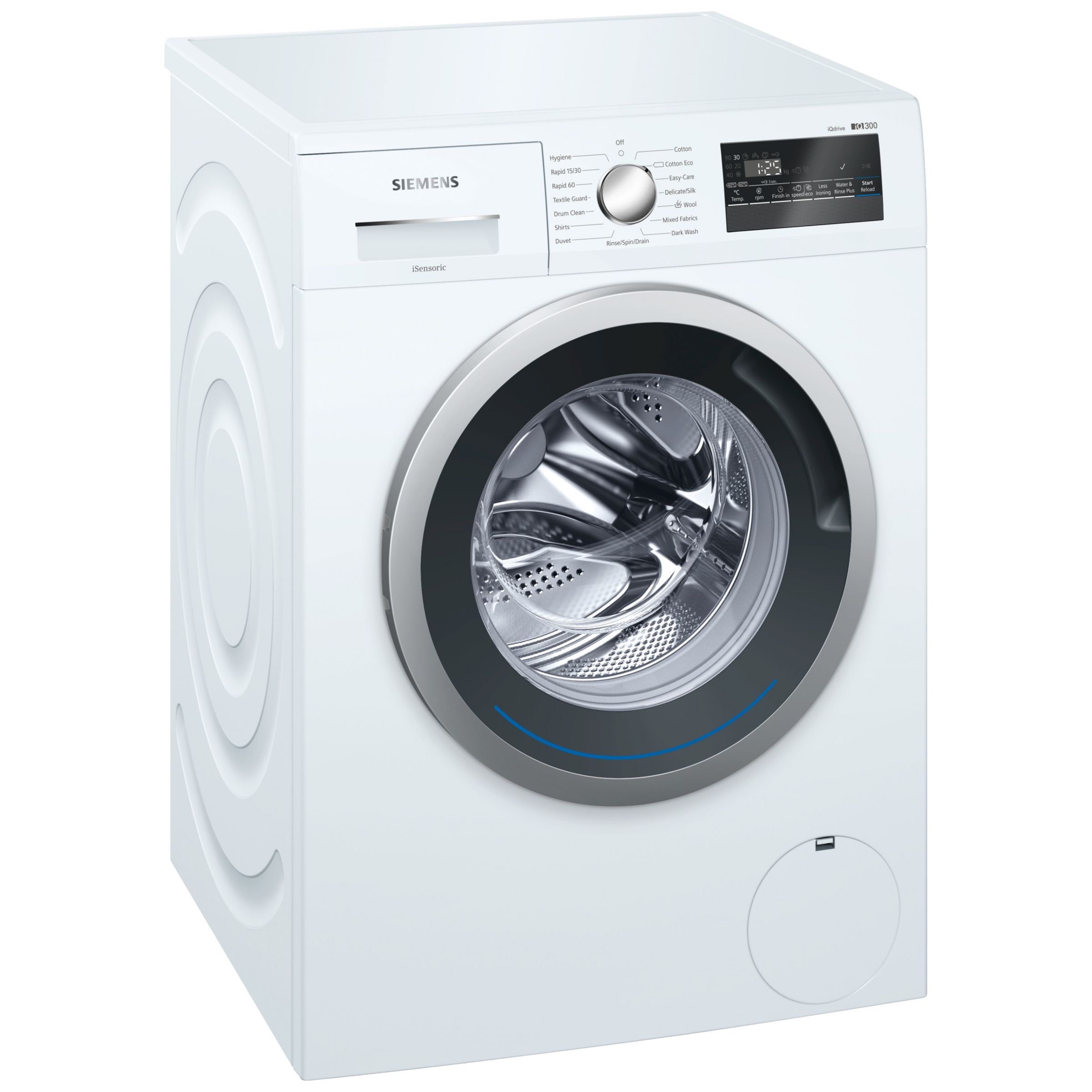 Siemens WM12N201GB Freestanding Washing Machine, 8kg Load, A+++ Energy Rating, 1200rpm Spin, White