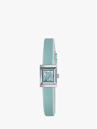 Gucci YA128531 Women's G-Frame Square Satin Strap Watch, Blue