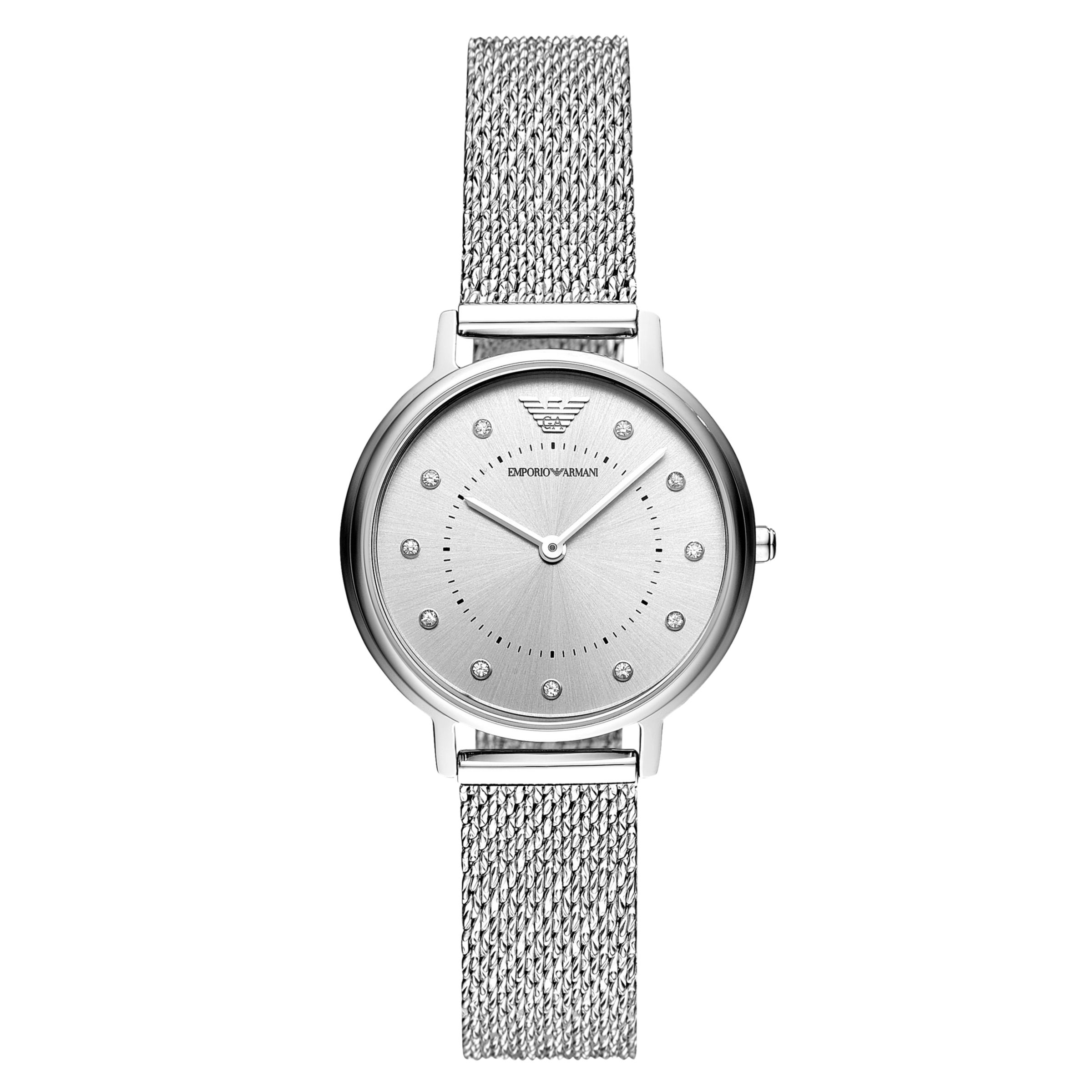 Emporio Armani Women's Crystal Mesh Bracelet Strap Watch, Silver AR11128 at  John Lewis & Partners