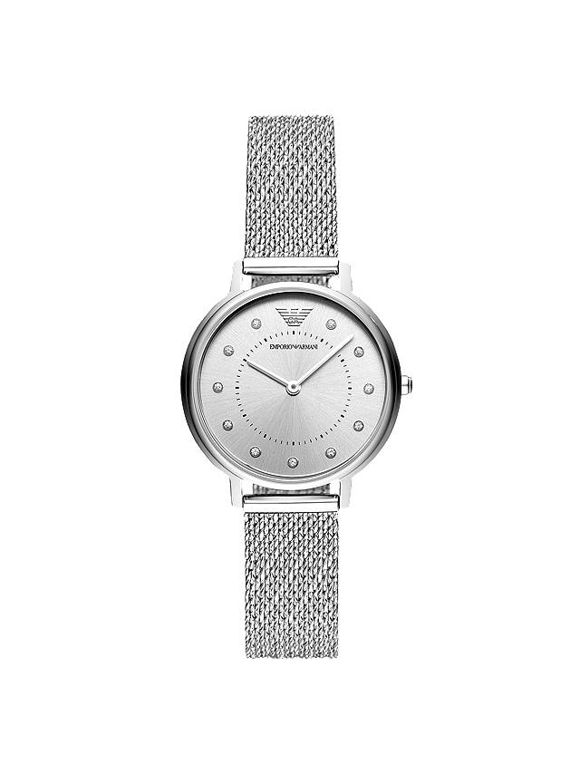 Emporio Armani Women's Crystal Mesh Bracelet Strap Watch, Silver ...