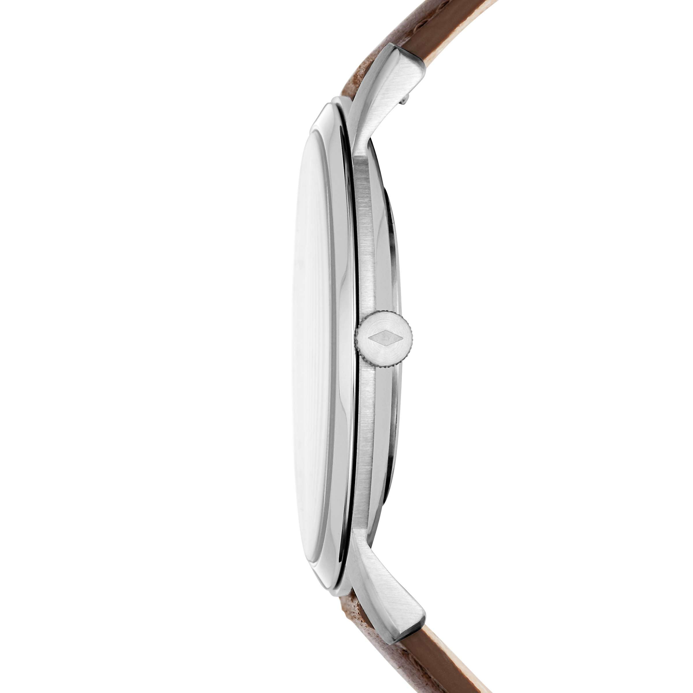 Buy Fossil Men's Minimalist Leather Strap Watch, Brown/White FS5439 Online at johnlewis.com