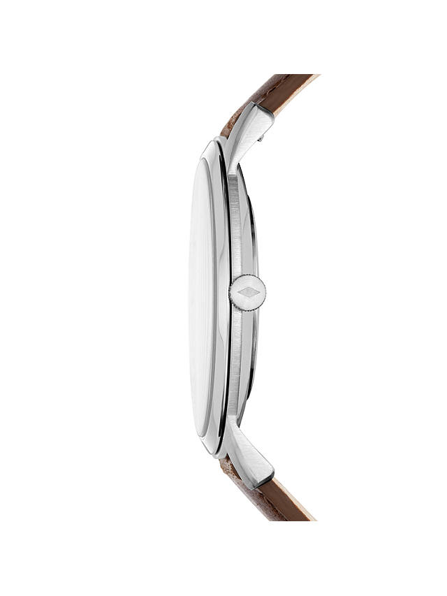 Fossil Men's Minimalist Leather Strap Watch, Brown/White FS5439