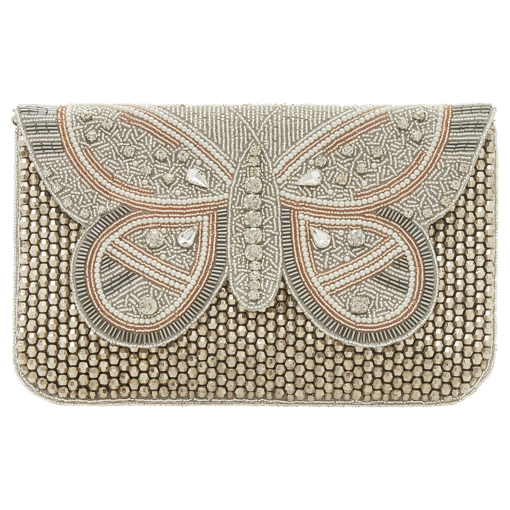 grey beaded clutch bag