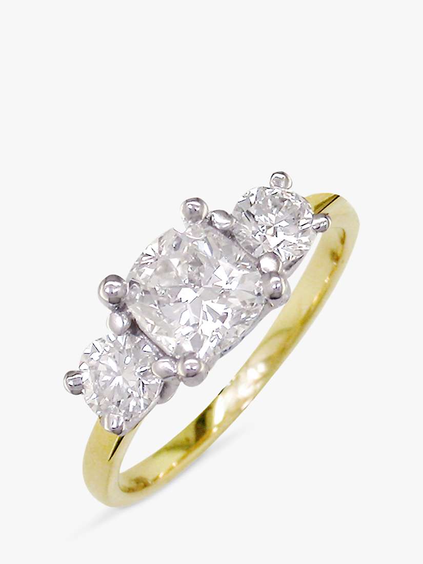 Buy E.W Adams 18ct Yellow Gold and Platinum 3 Diamond Engagement Ring, 0.75ct Online at johnlewis.com