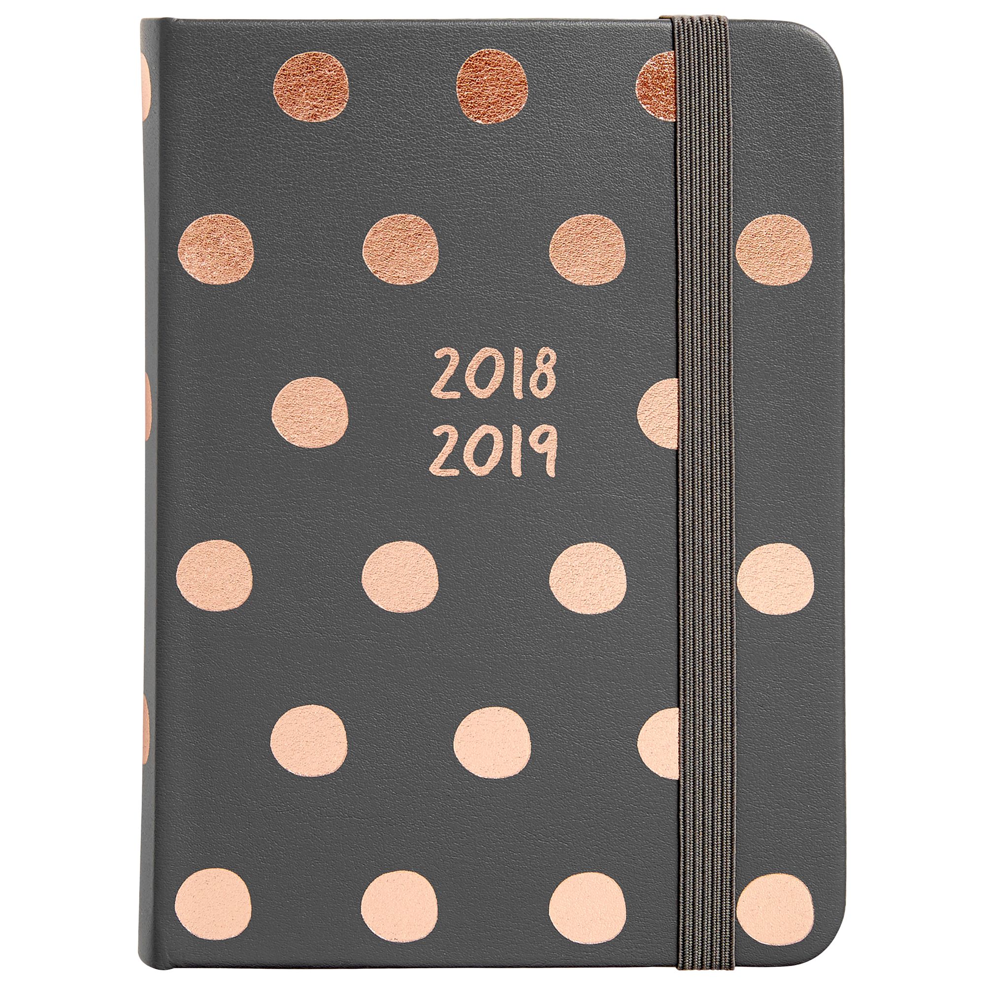 kikki.K A6 2018/2019 Bonded Leather Weekly Diary, Black/Gold