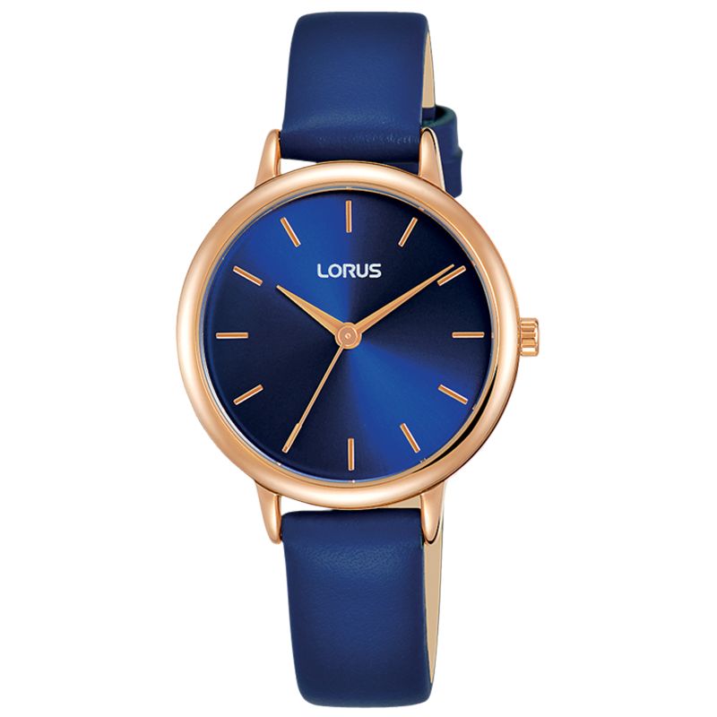 Lorus Women's Leather Strap Watch, Blue RG244NX9 at John Lewis & Partners