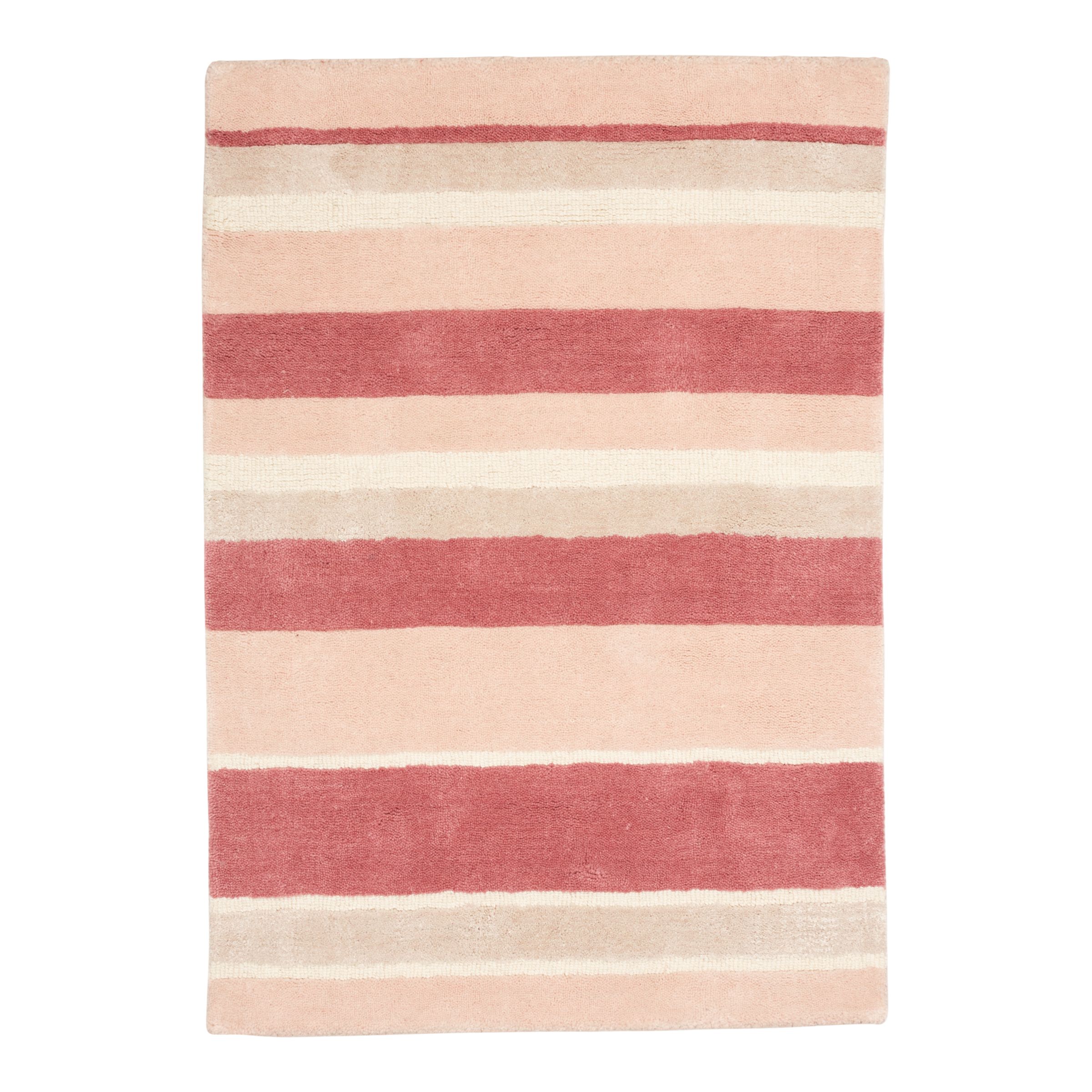 little home at John Lewis Ameila Striped Children's Rug, Pink, L100 x W70cm