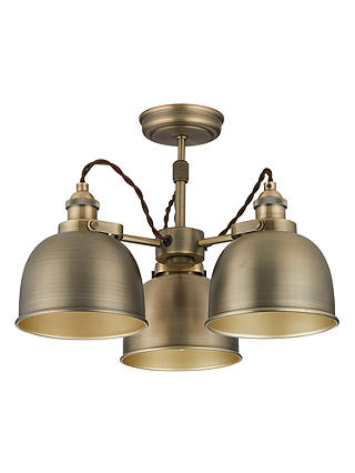 John Lewis Partners Baldwin Semi Flush 3 Arm Ceiling Light - Baldwin Semi Flush 3 Arm Ceiling Light Antique Brass
