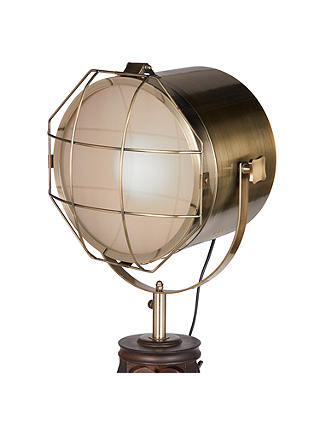 John Lewis & Partners Jules Wood Marine Head Floor Lamp, Brass / Dark