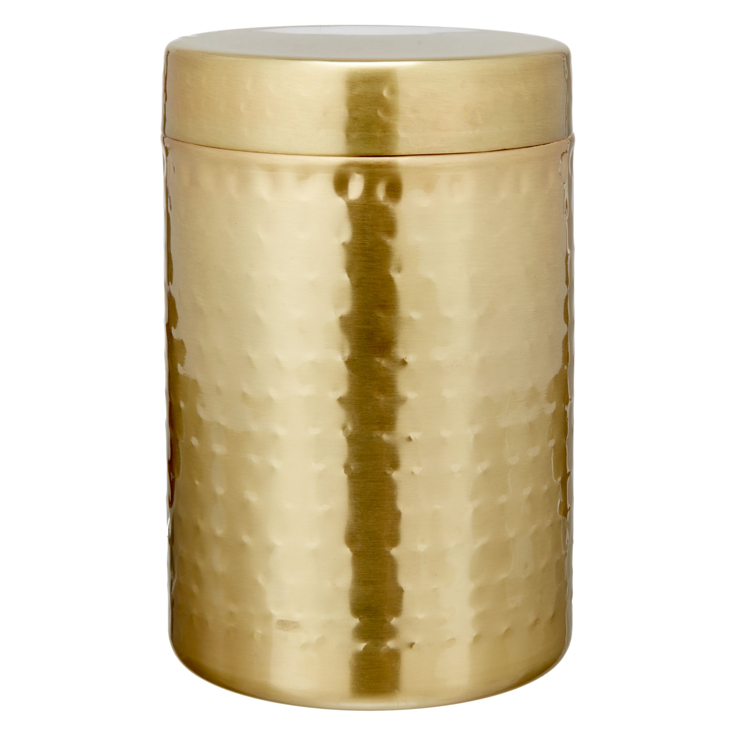 John Lewis & Partners Hammered Stainless Steel Canister, Gold, Large
