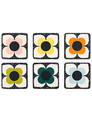 Orla Kiely Scribble Square Flower Coasters, Set of 6, Assorted