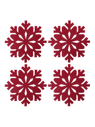 John Lewis & Partners Felt Christmas Snowflake Placemats, Red, Set of 4