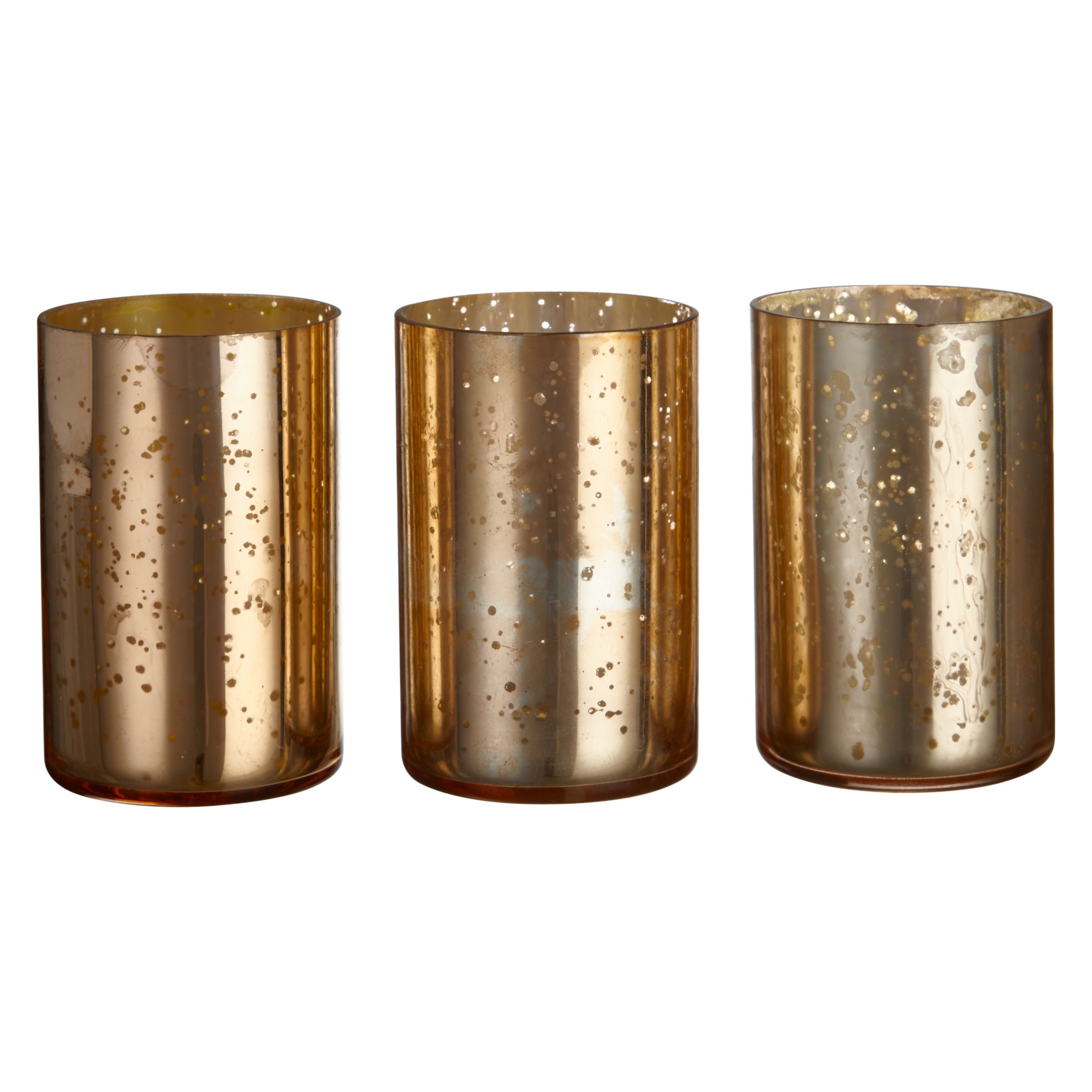 John Lewis & Partners Glass Votive Candle Holder, Burnished Copper, Set of 3