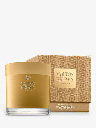 Molton Brown Oudh Accord & Gold Three Wick Scented Candle, 480g