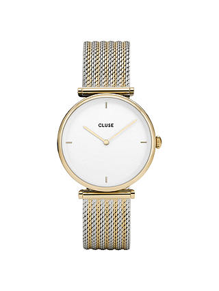 CLUSE Women's Triomphe Mesh T-Bar Bracelet Strap Watch, Silver/Gold CL61002