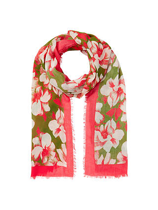 Jigsaw Hibiscus Cotton Modal Scarf, Coral