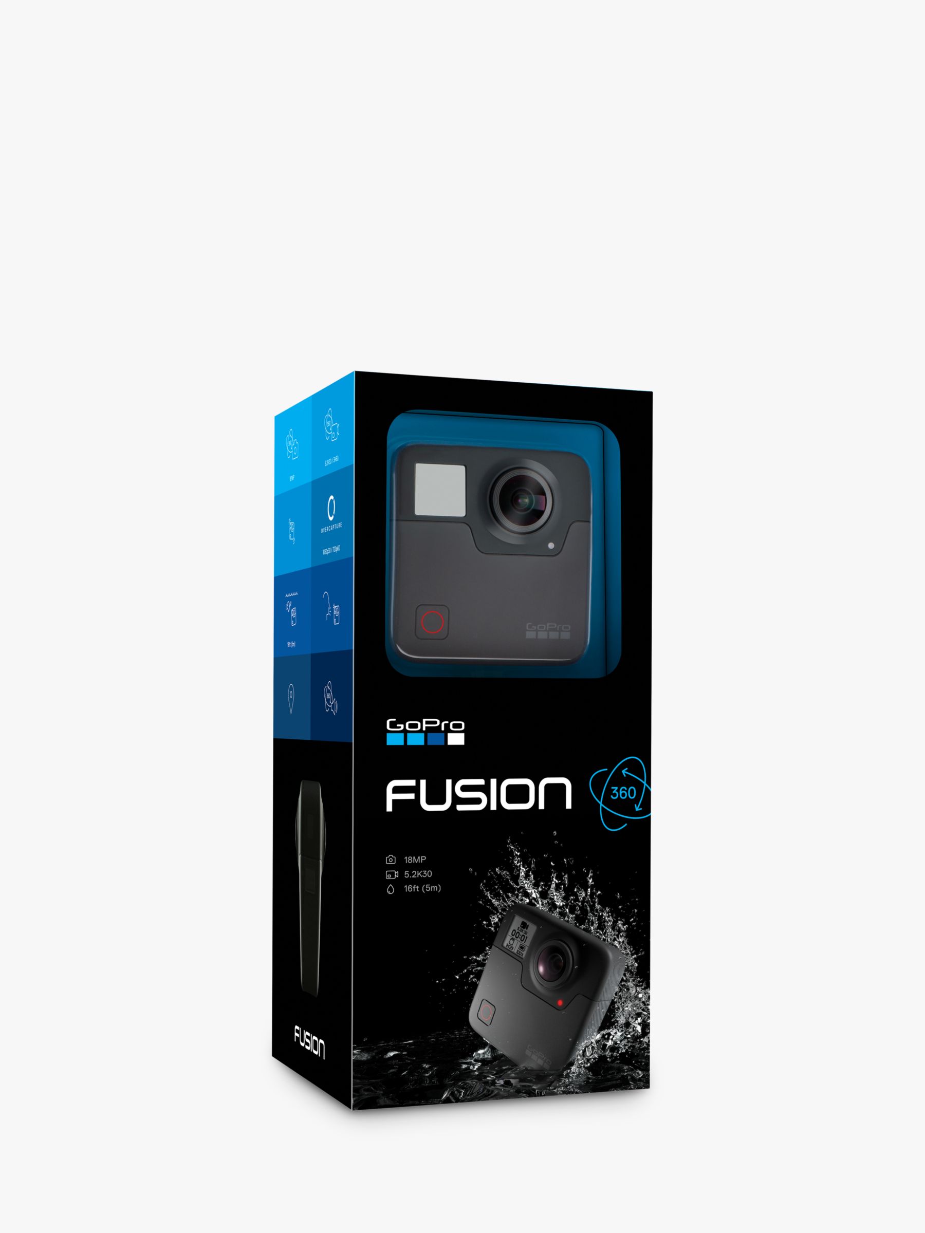 GoPro Fusion Action Camcorder, 360° Recording, 5.2K Resolution, Wi-Fi, Bluetooth, Waterproof, GPS