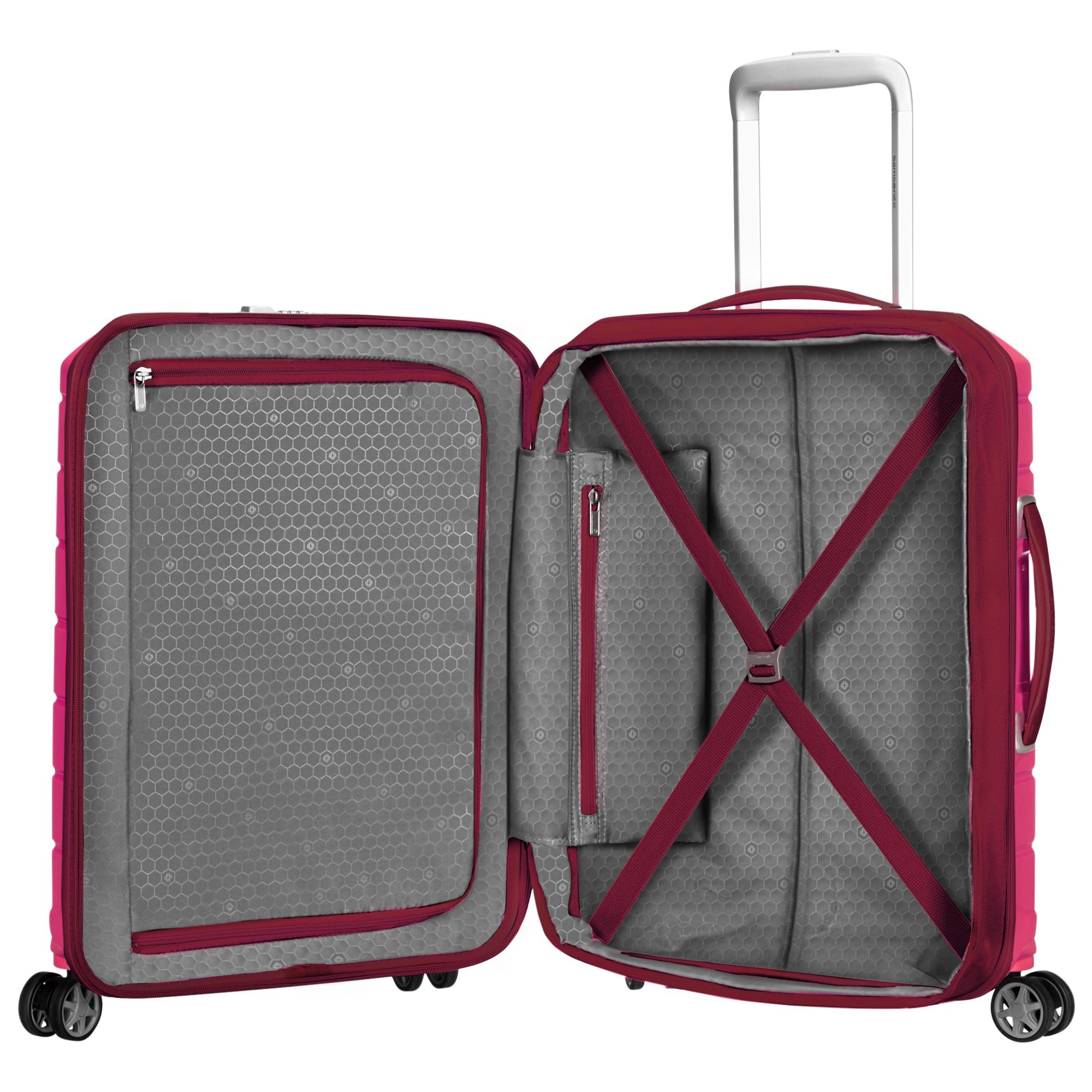 Samsonite Flux Spinner 4-Wheel 55cm Cabin Suitcase, Red Berry