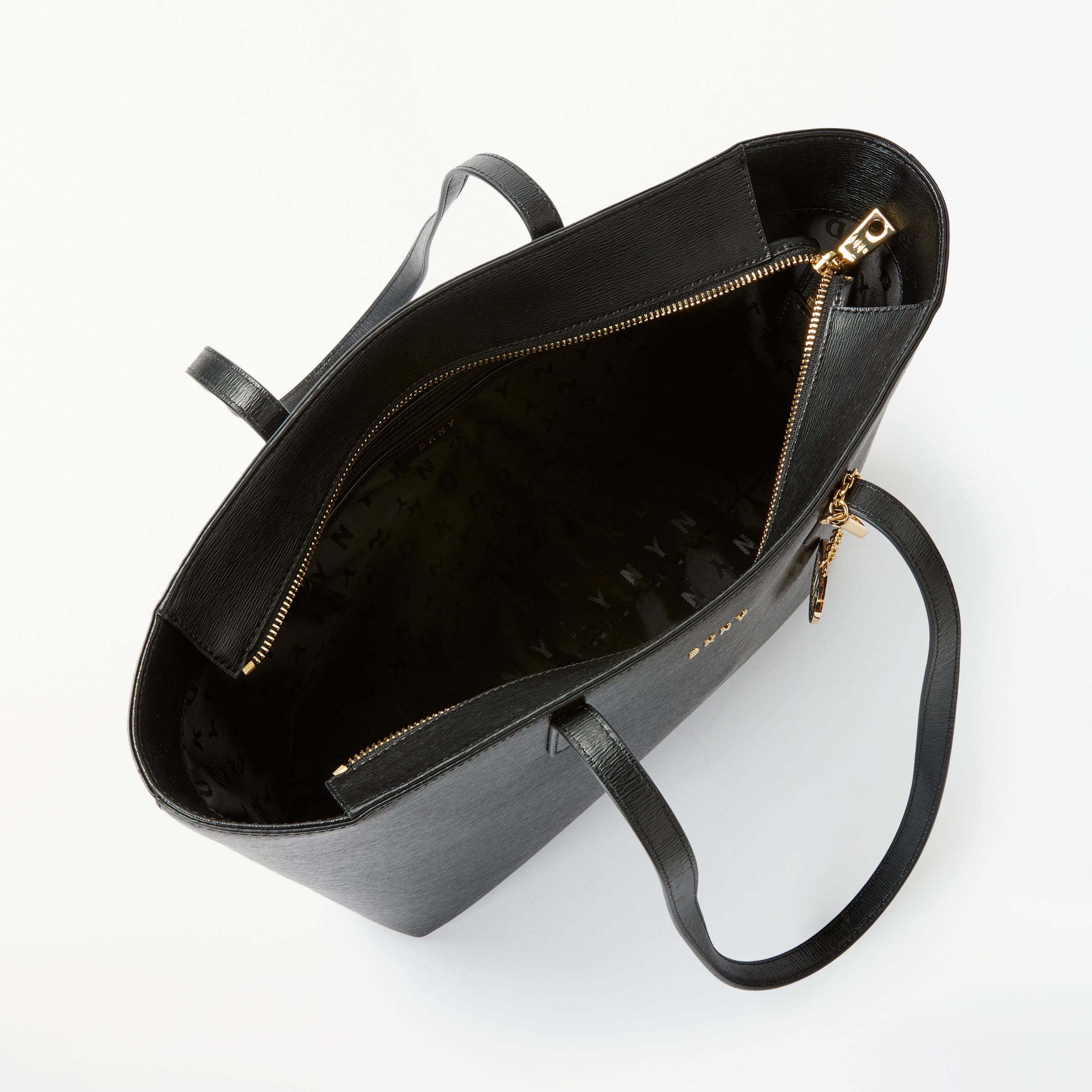 dkny black leather tote