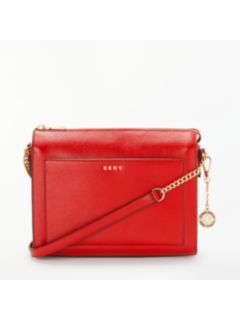 DKNY Bryant Medium Leather Box Cross Body Bag Safari Red