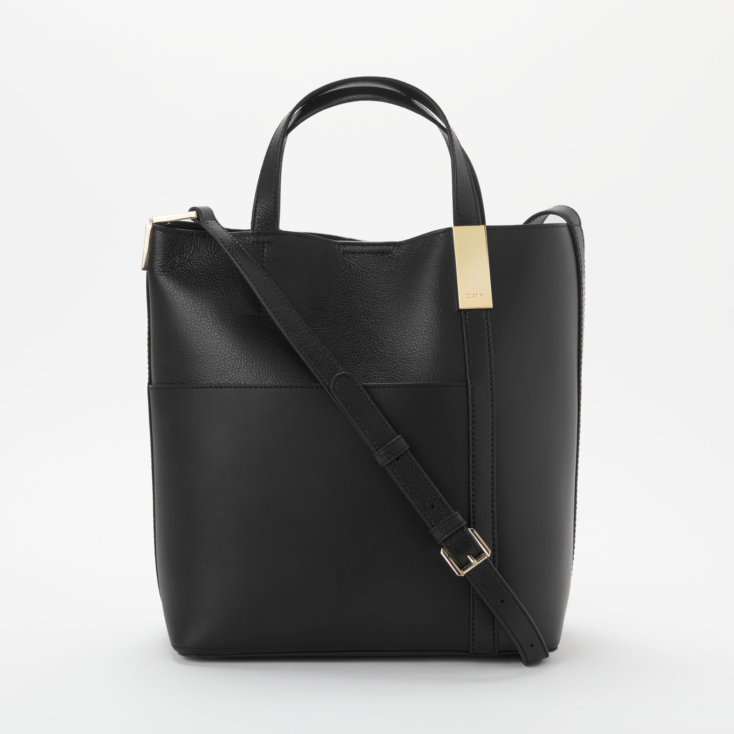 dkny black leather tote