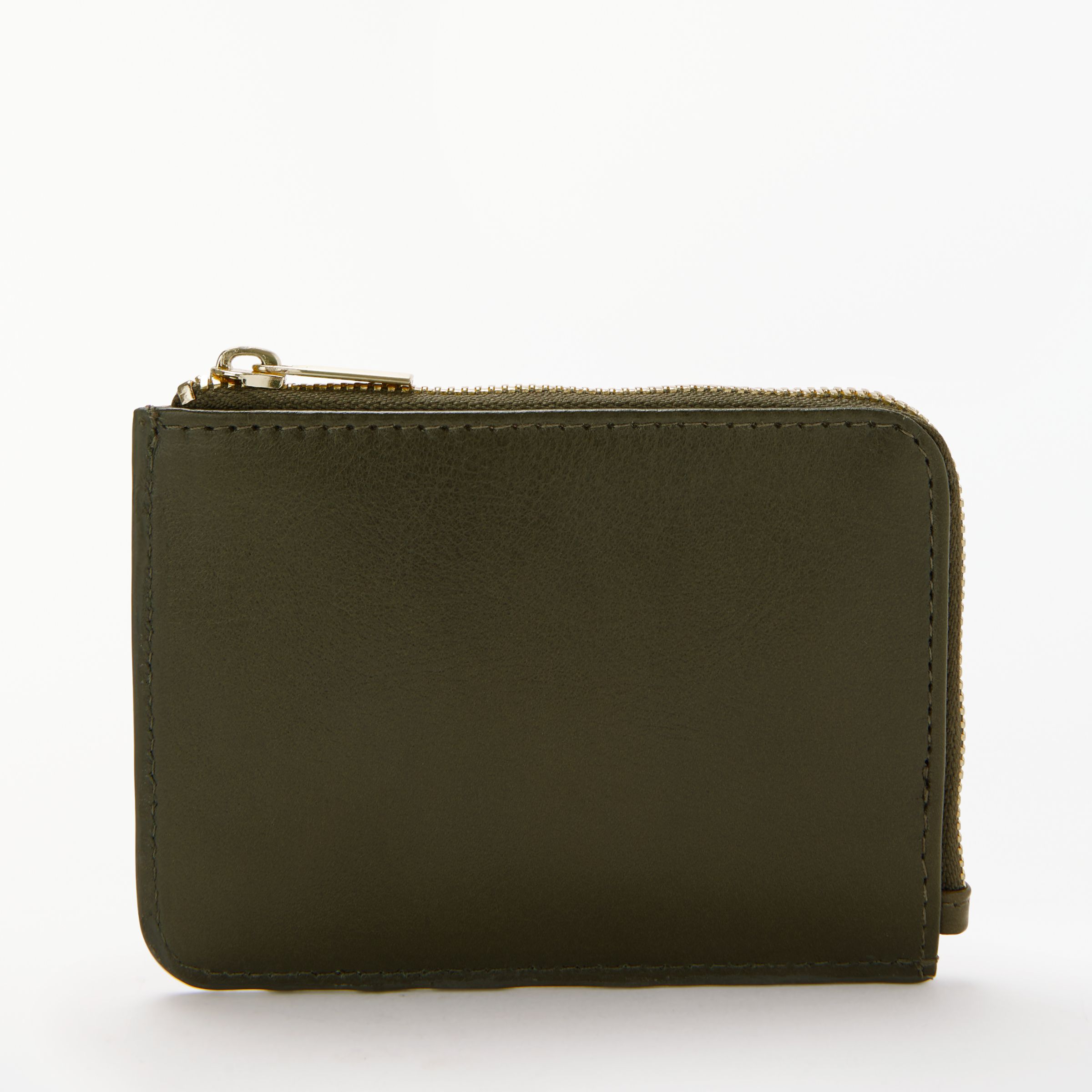 John Lewis & Partners Callie Leather Small Zip Around Coin Purse, Olive