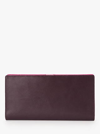 John Lewis & Partners Marie Leather Large Foldover Card Purse, Burgundy