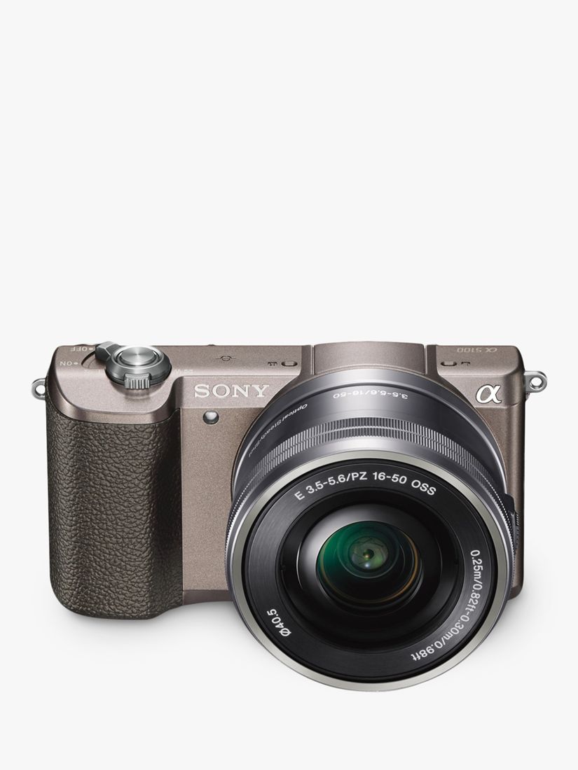 Sony A5100 Compact System Camera with 16-50mm OSS Lens, HD 1080p, 24.3MP, Wi-Fi, NFC, OLED, 3 Tilting Touch Screen with 32GB Memory Card, Brown