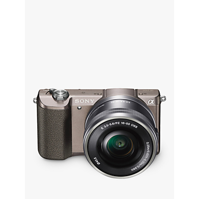 Sony A5100 Compact System Camera with 16-50mm OSS Lens, HD 1080p, 24.3MP, Wi-Fi, NFC, OLED, 3 Tilting Touch Screen with 32GB Memory Card, Brown