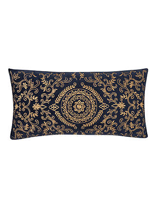 John Lewis & Partners Velvet Embroidered Cushion, Navy