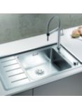 BLANCO Andano XL 6 S-IF Compact Inset Kitchen Sink with Single Right Hand Bowl, Stainless Steel