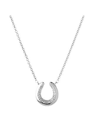 Beautiful Sterling silver 925 sterling SS White Ice Diamond Horseshoe Necklace