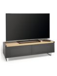 AVF Panorama PM120 TV Stand for TVs up to 60", Black, with Reversible Top, Light Oak/Grey Oak