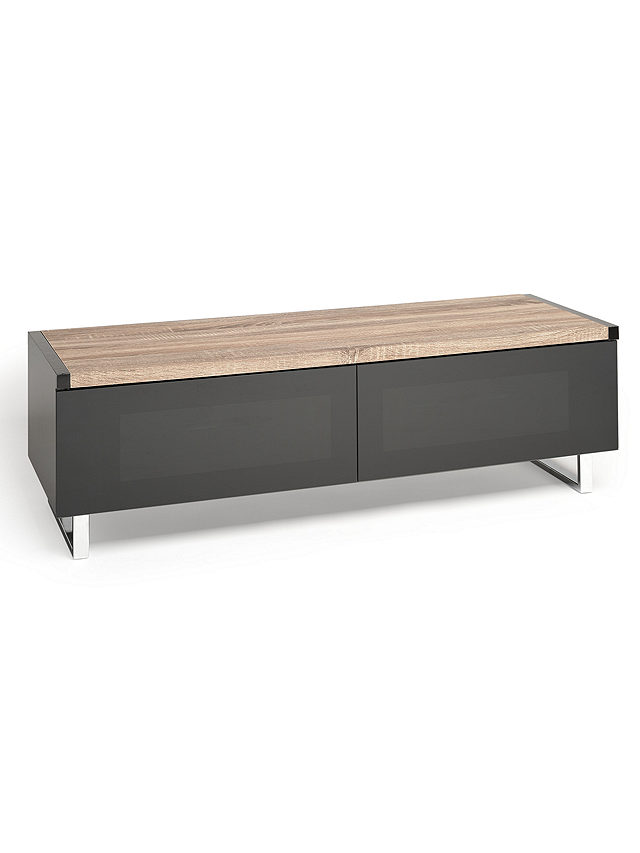AVF Panorama PM120 TV Stand for TVs up to 60", Black, with Reversible Top, Light Oak/Grey Oak