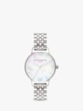 Olivia Burton Women's Mother of Pearl Dial Bracelet Strap Watch, Silver/Neutral Ob16mop02