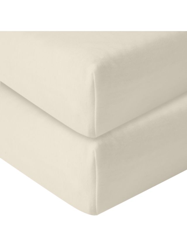 John Lewis & Partners GOTS Organic Cotton Fitted Cot Sheet, Pack of 2, 60 x 120, Cream
