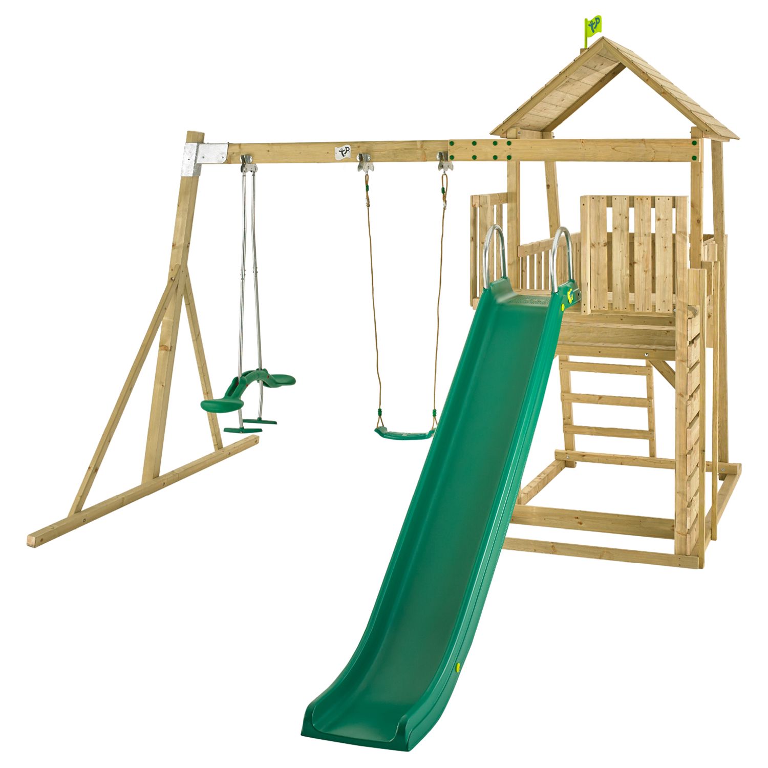 Tp Toys Kingswood Hanover Wooden Tower Swing And Slide Set