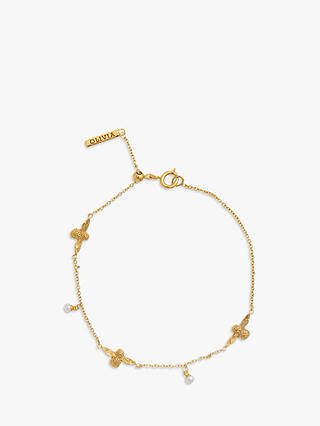 Olivia Burton Freshwater Pearl Bee Chain Bracelet, Gold OBJ16AMB40