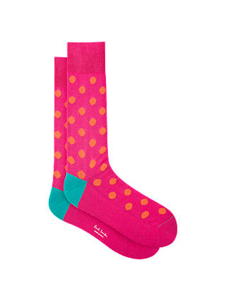 Paul Smith Bright Polka Dot Socks, One Size, Pink