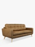 John Lewis Barbican Large 3 Seater Leather Sofa, Light Leg, Demetra Light Tan