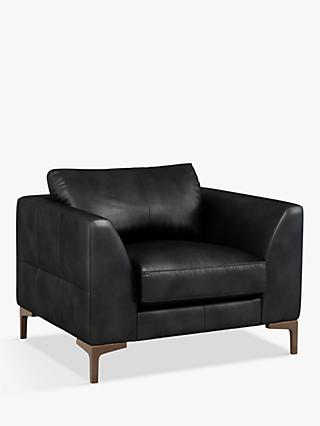 Belgrave Range, John Lewis & Partners Belgrave Leather Armchair, Dark Leg, Contempo Black
