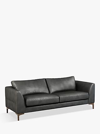 John Lewis Belgrave Grand 4 Seater Leather Sofa, Dark Leg